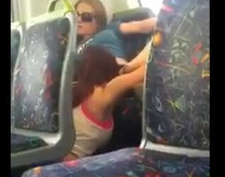 Dissolute damsel eating out her buddy on public transport
