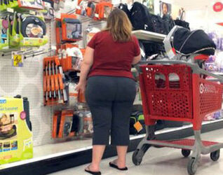 Saucy Plus-size Phat ass white girl Cougar in Target